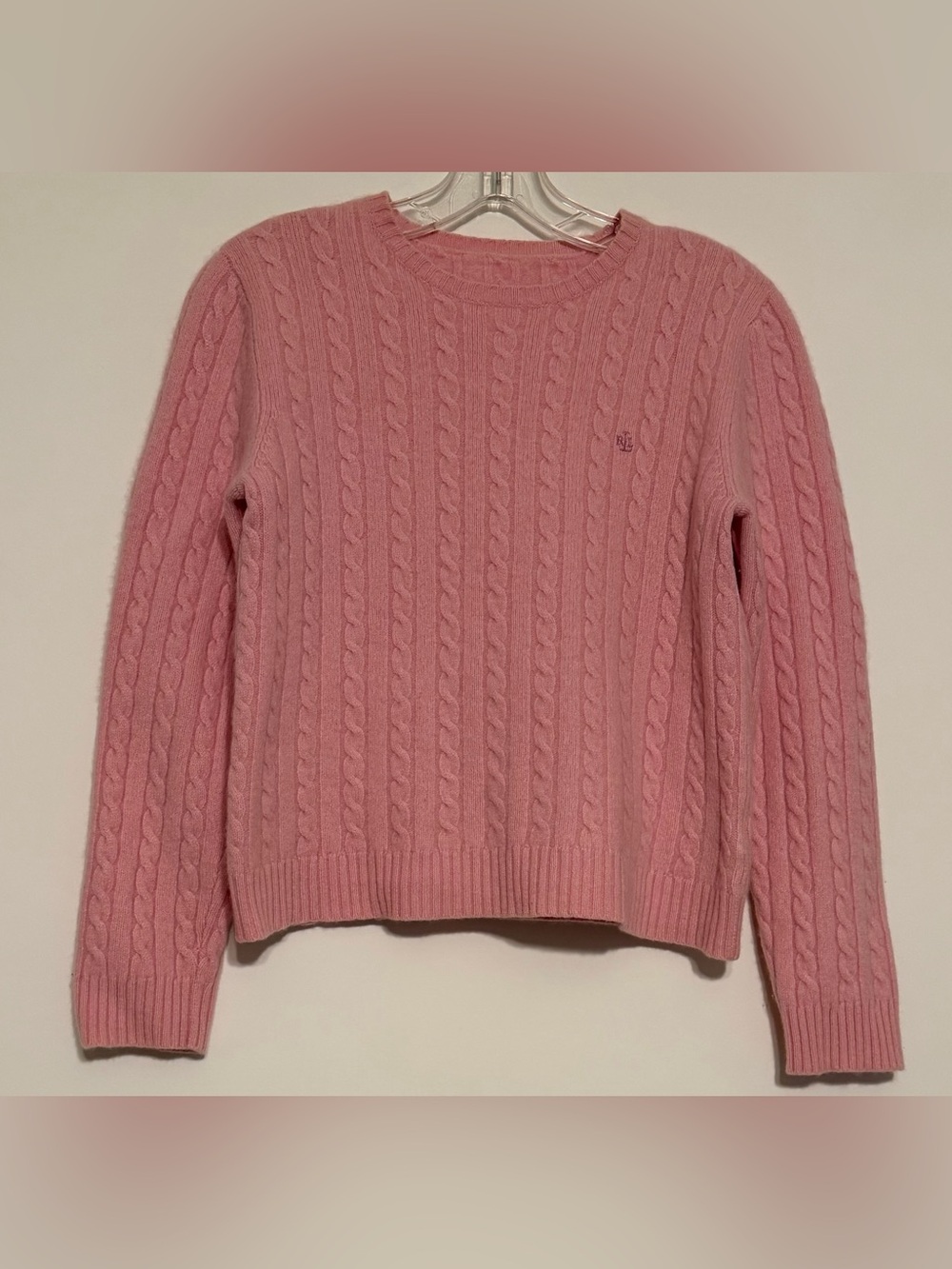 Lauren Ralph Lauren Baby Pink Cable Knit Sweater Small RLL